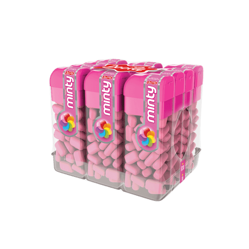 Pastilha Mini Minty Tutti-Frutti com 12 potes de 14g cada - Docile