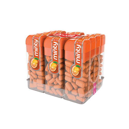 Pastilha Mini Minty Laranja com 12 potes de 14g cada - Docile