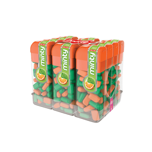 Pastilha Mini Minty Hortelã e Laranja com 12 potes de 14g cada - Docile