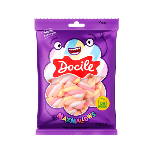 MAXMALLOWS TWIST COLOR 2 MORANGO 250G CAIXA COM 12 PACOTES