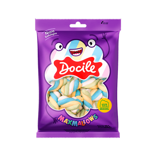 MAXMALLOWS TWIST COLOR 3 BAUNILHA 250G CAIXA COM 12 PACOTES