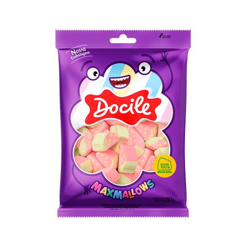 MAXMALLOWS MORANGO 250G CAIXA COM 12 PACOTES