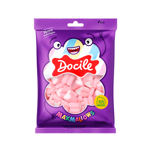 MAXMALLOWS CORACAO MORANGO 250G CAIXA COM 12 PACOTES