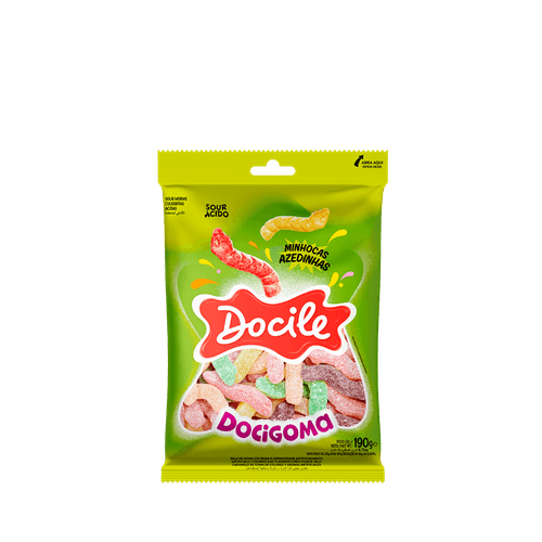 DOCIGOMA MINHOCAS AZEDINHAS 190G CAIXA COM 36 PACOTES