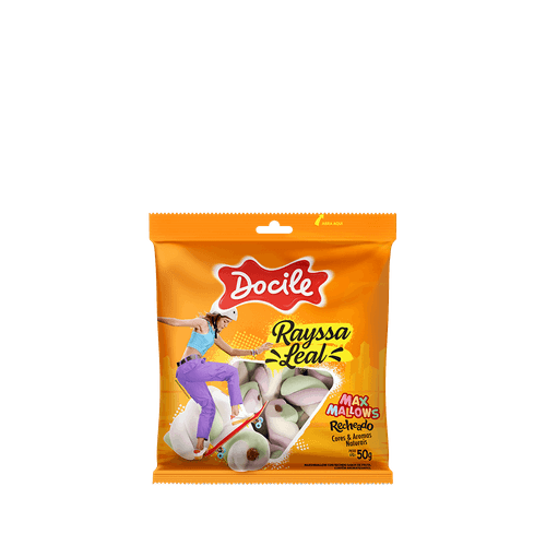 MAXMALLOWS TWIST RECH BAUNILHA C/ MORANGO RAYSSA 50G CAIXA COM 12 PACOTES