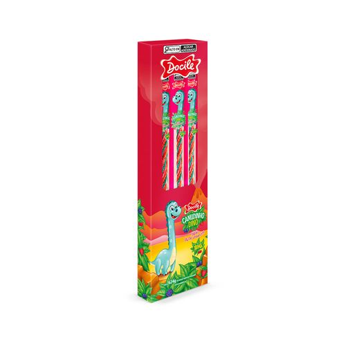 Canudinho Frutas Vermelhas Dino Big com 24un de 26g cada - Docile