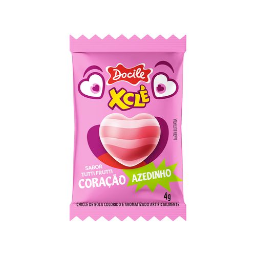 Chiclete de bola XCle Tutti-Frutti Azedinho Coração 40un