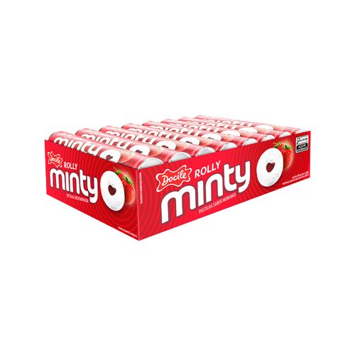 Pastilha Rolly Minty Morango com 16un de 29g cada - Docile