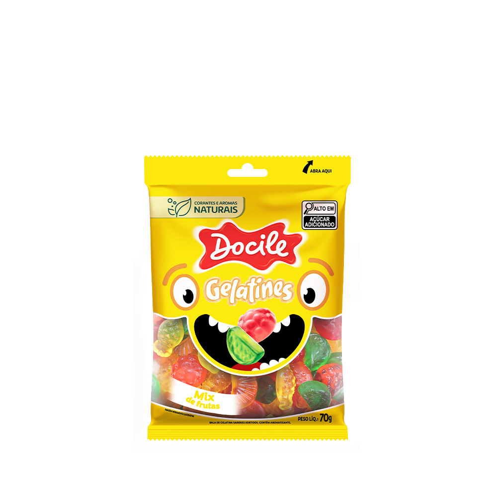 Bala de Gelatina Mix de Frutas 70g - Aroma Natural | Docile - Docile