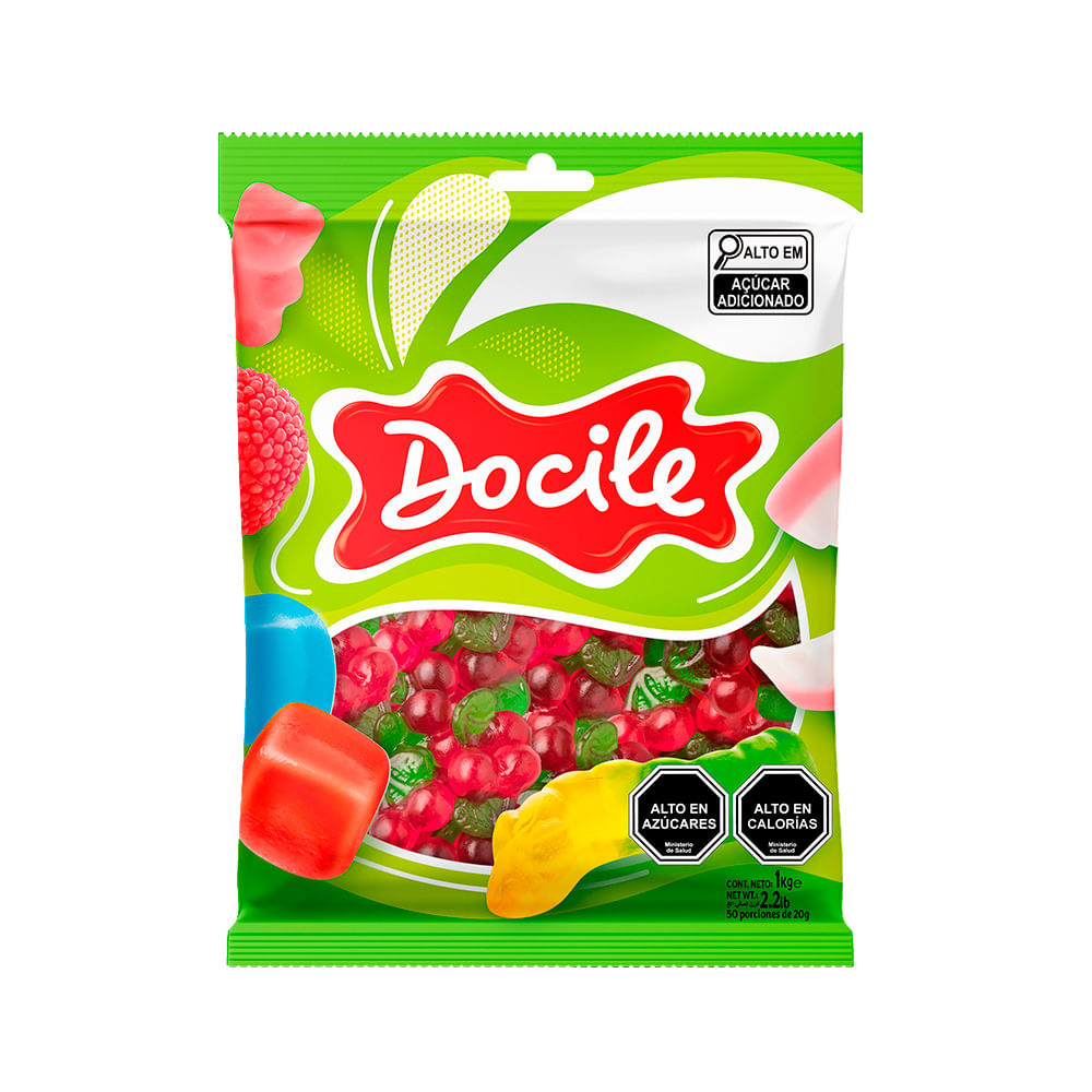 Bala de Gelatina Cereja 1kg - Docile - Docile
